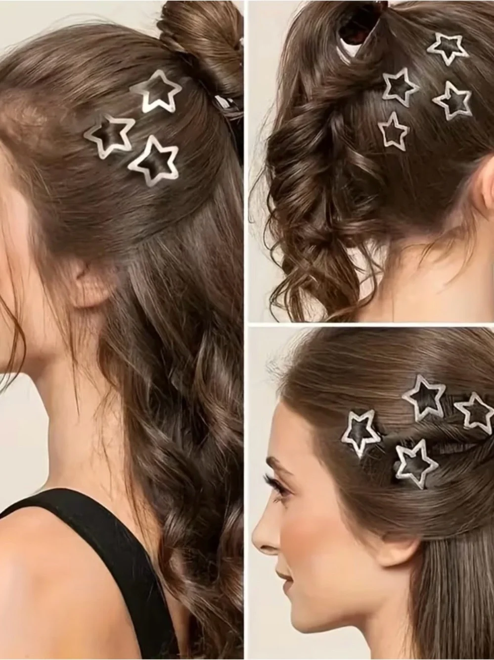 Silver Star Hair Pins for Women - Shiny Star Bobby Clips